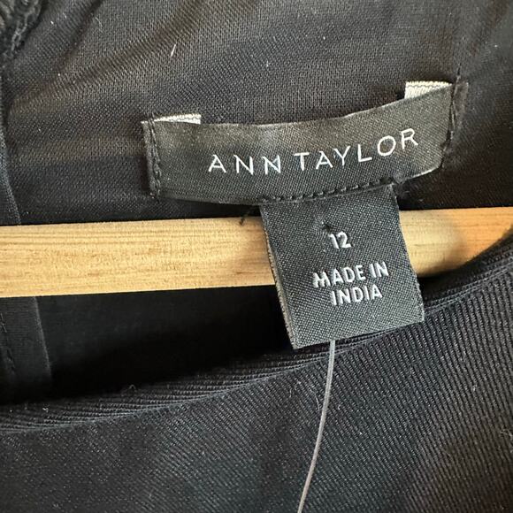 Ann Taylor Scalloped Cotton Linen Cut Out Dress Black 12 NEW - Picture 7 of 15